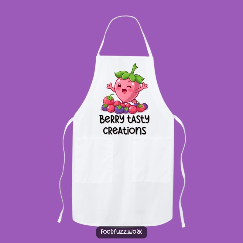Funny Bouncing Berry Apron: Character Reaching for More, Kitchen Sweetness