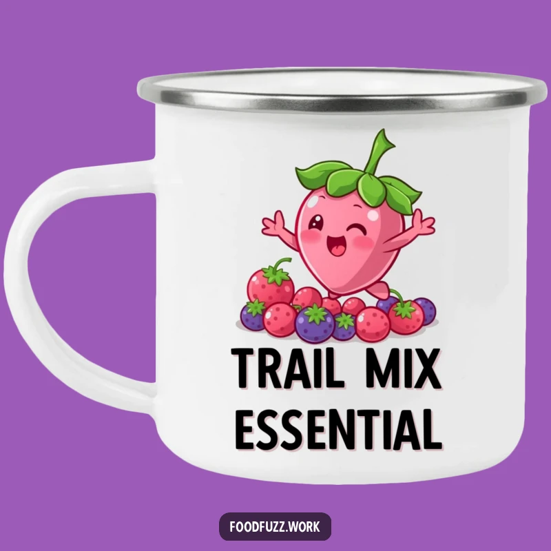 Funny Bouncing Berry Camping Mug: Character Reaching for More, Outdoor Sweetness