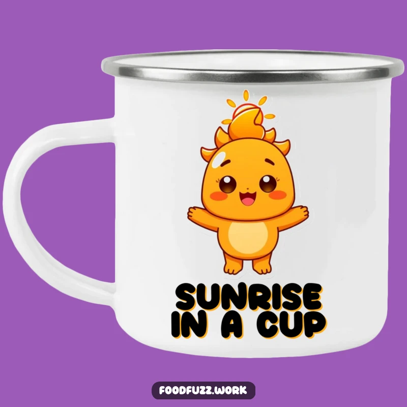 Funny Radiant Orange Camping Mug: Sunny Smile, Outdoor Citrus Cheer