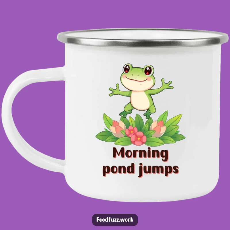 Funny Frog Leaping Camping Mug: Adventure Fuelled by Humor & Greens!
