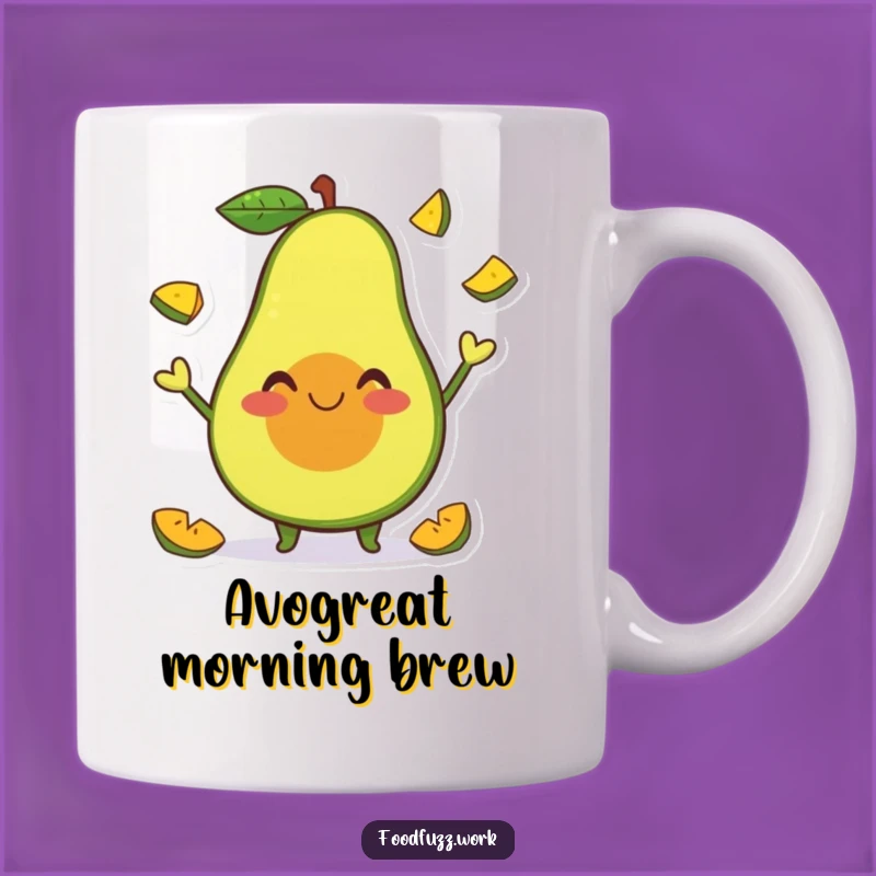 Funny Avocado Juggling Mug: Happy Fruit Slices Funny Gift