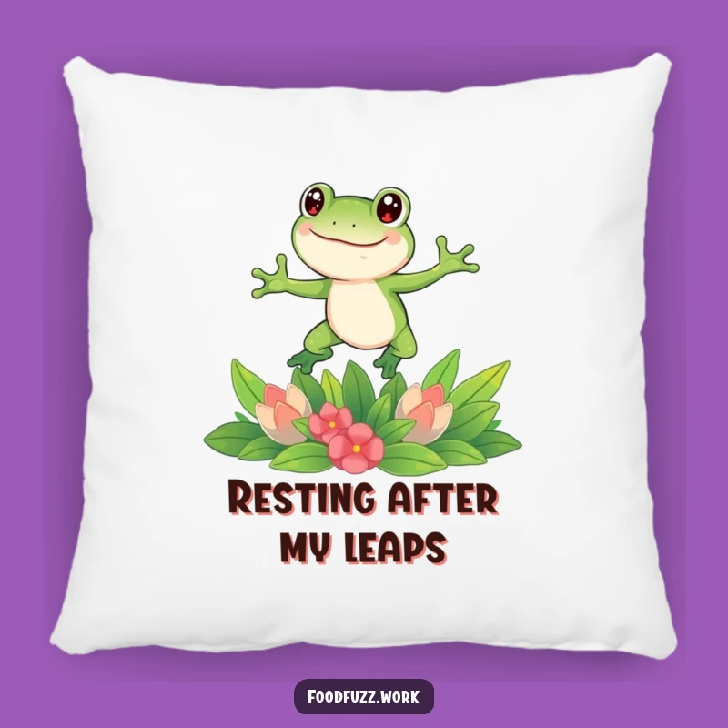 Funny Frog Leaping Pillow: Comfy & Hilarious Accent for Veggie Fans!