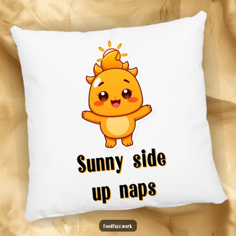 Funny Radiant Orange Pillow: A plush pillow featuring a cheerful orange character with a sunny smile, perfect for comfort and adding a pop of color.