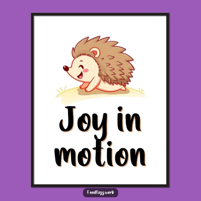 Funny Hedgehog Rolling Digital Art: Instant Joyful Decor for Any Space!