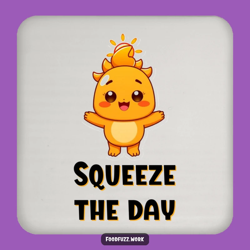 Funny Radiant Orange Drink Coaster: Sunny Smile, Protect Surfaces