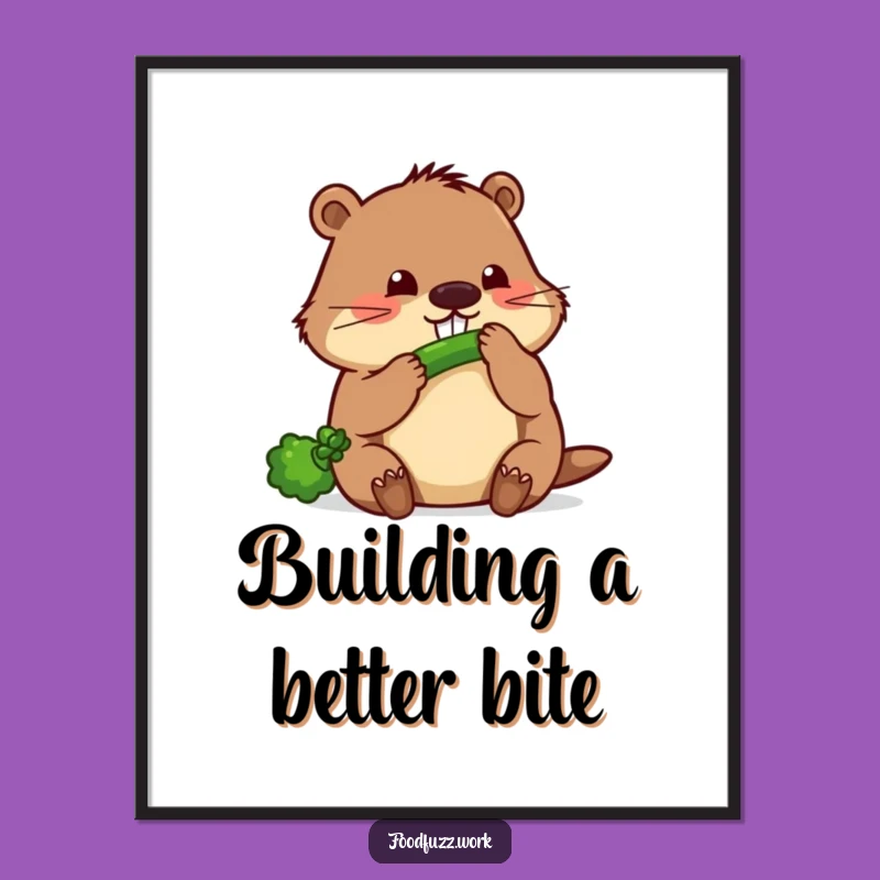 Funny Beaver Cucumber Poster: Whimsical Art for Diligent Decor Lovers!