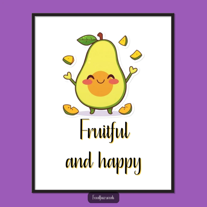 Funny Avocado Juggling Poster: Happy Fruit Art Print