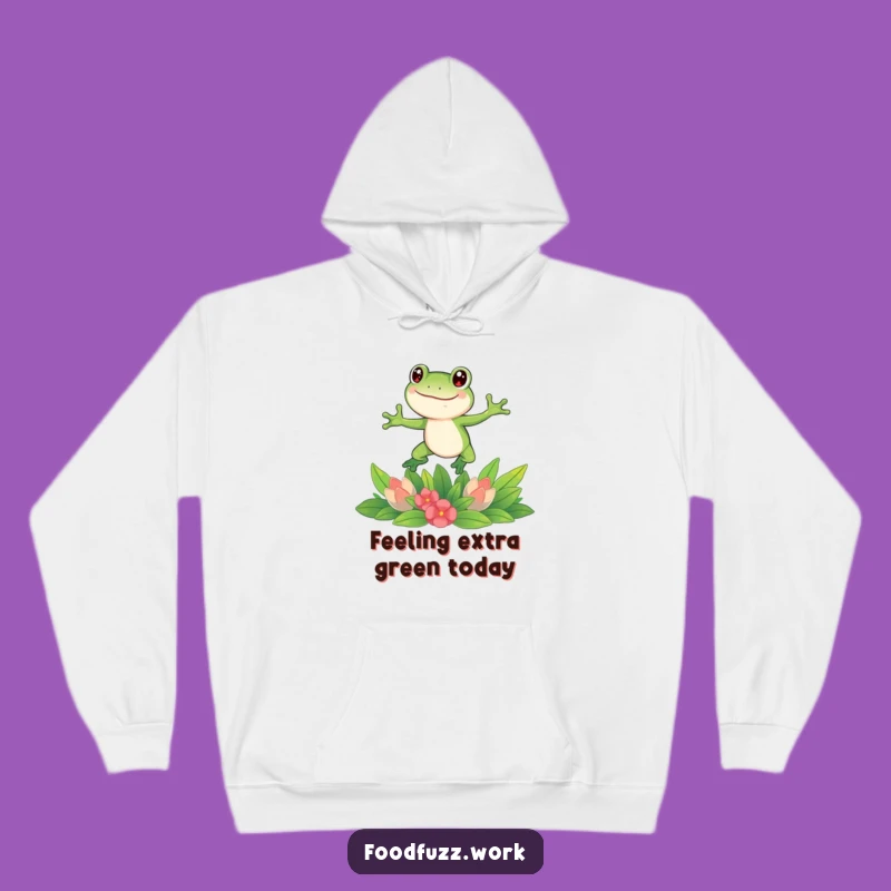Funny Frog Leaping Hoodie: Cozy & Hilarious Veggie Fan Gift!