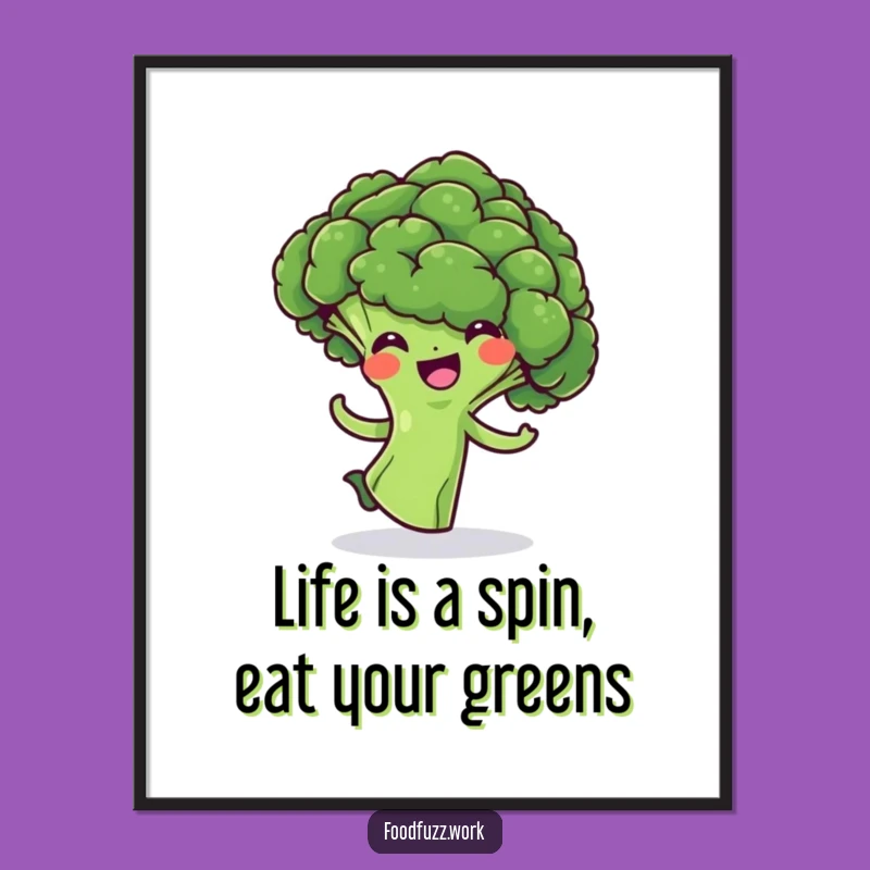 Free Printable Wall Art: Funny Broccoli Floret Spin, Whimsical Downloadable Decor for a Kitchen That Loves Laughs