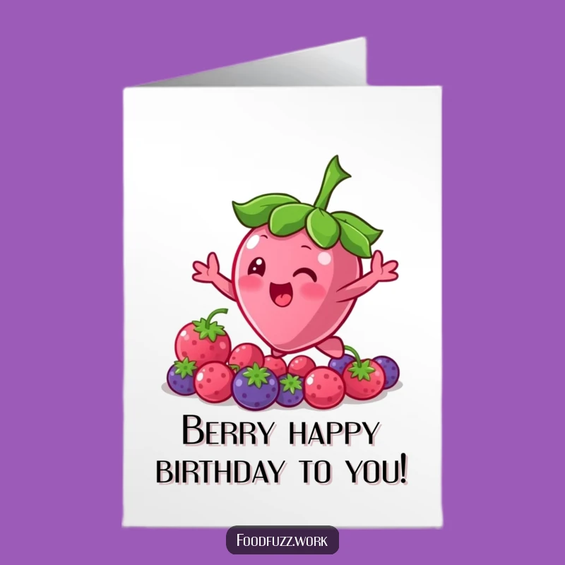 Free Printable Birthday Card: Bouncing Berry Reaching for Fun, a Laugh-Out-Loud Downloadable Gift Idea