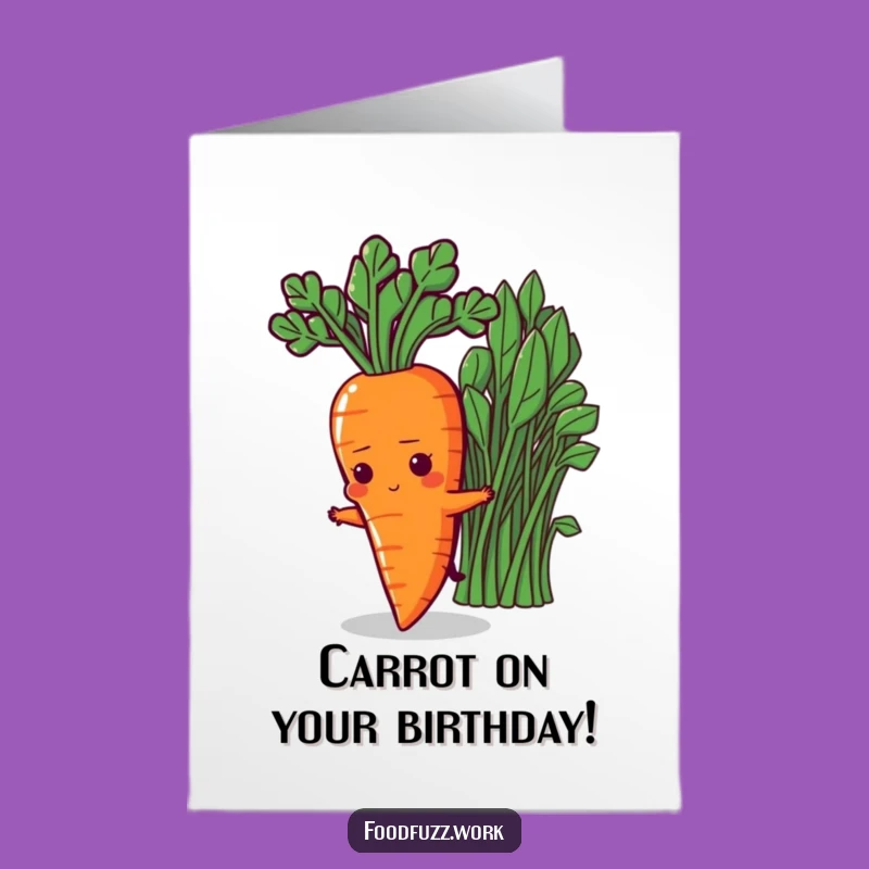 Free Printable Birthday Card: Determined Carrot Stretching for Fun, a Laugh-Out-Loud Downloadable Gift!