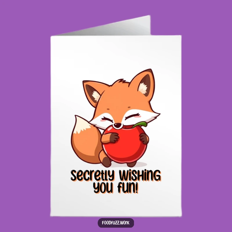 Funny Free Printable Birthday Card: Sly Fox Apple Surprise - Downloadable Birthday Gift
