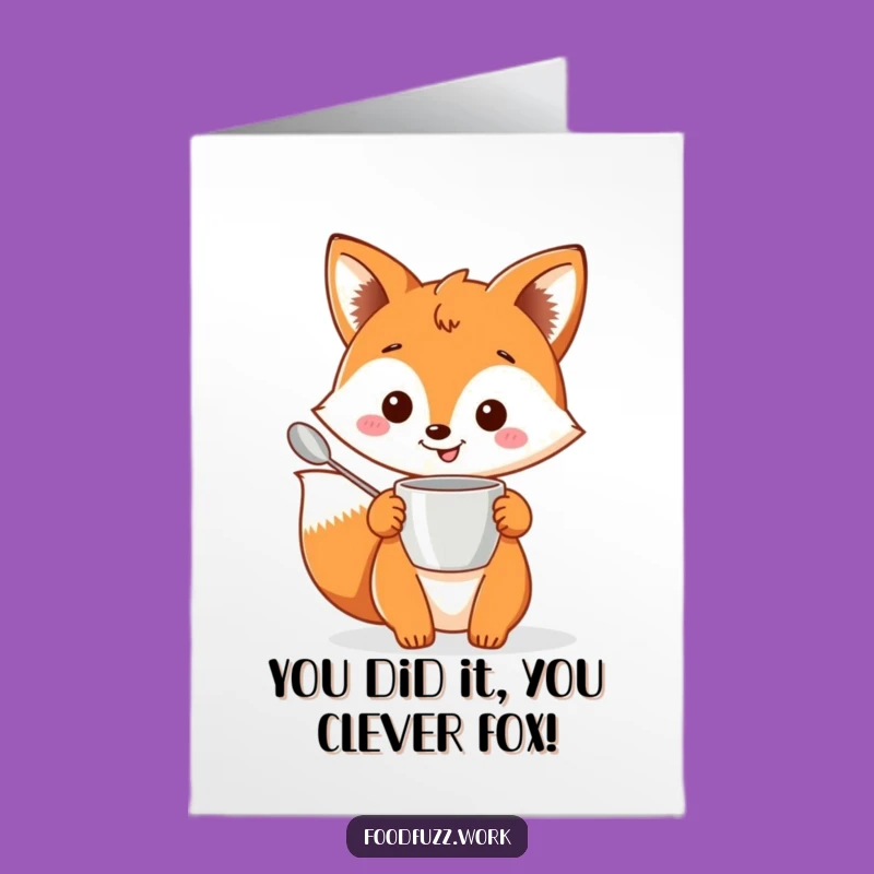 Free Printable Fox Congrats Card - Baking Up Success, Downloadable Joy!