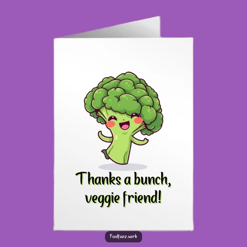 Free Printable Thank You Card: Funny Broccoli Floret Spin Expressing Gratitude with a Laughable Downloadable Gift