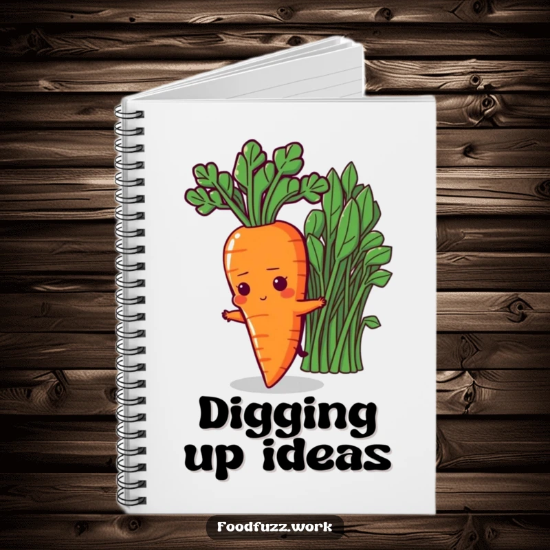 Funny Determined Carrot Notebook: A journal featuring a determined carrot character stretching towards healthy greens, ideal for notes, planning, and healthy inspiration.
