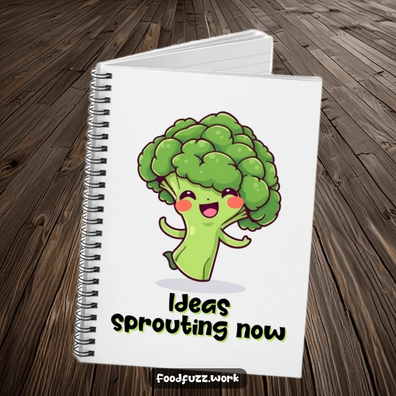 Funny Broccoli Floret Notebook: A fun journal featuring a cheerful green broccoli in a playful spin, perfect for writing and drawing.