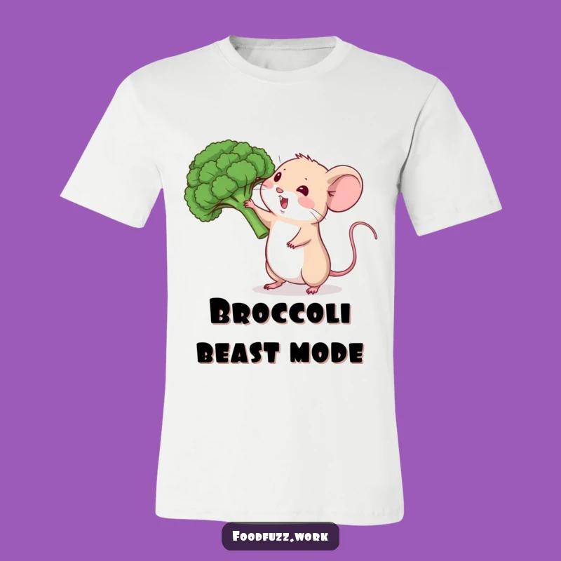 Funny Mouse Veggie T-Shirt: Enthusiastic Broccoli Humor Tee, Best Funny Gift