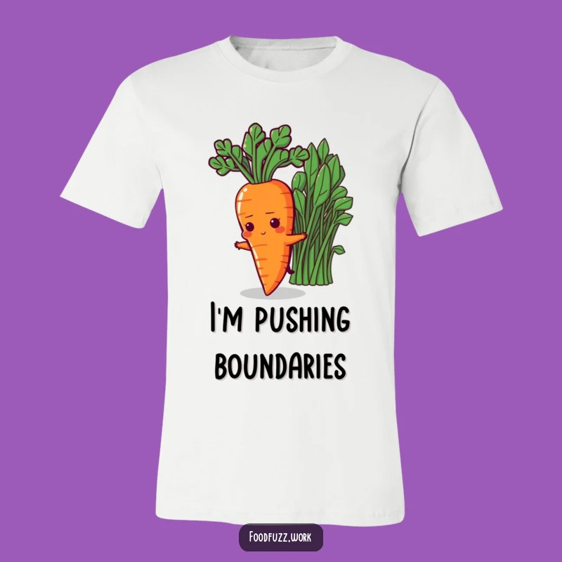 Funny Determined Carrot T-Shirt: Stretching for Greens, Motivational Veggie Tee