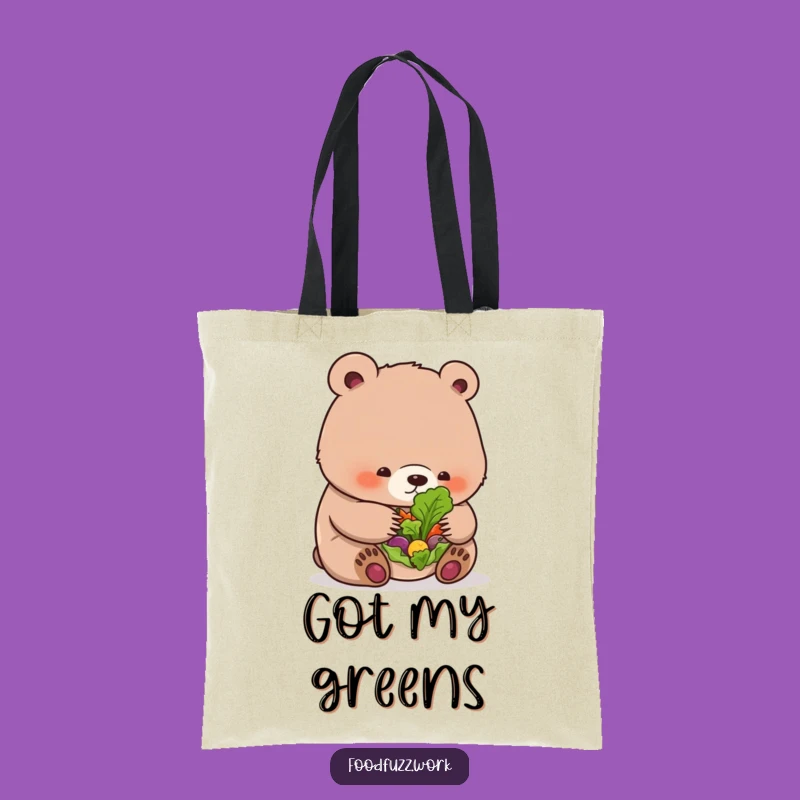 Funny Bear Cub Salad Tote Bag: Cute & Practical Humor Accessory, Ideal Funny Gift